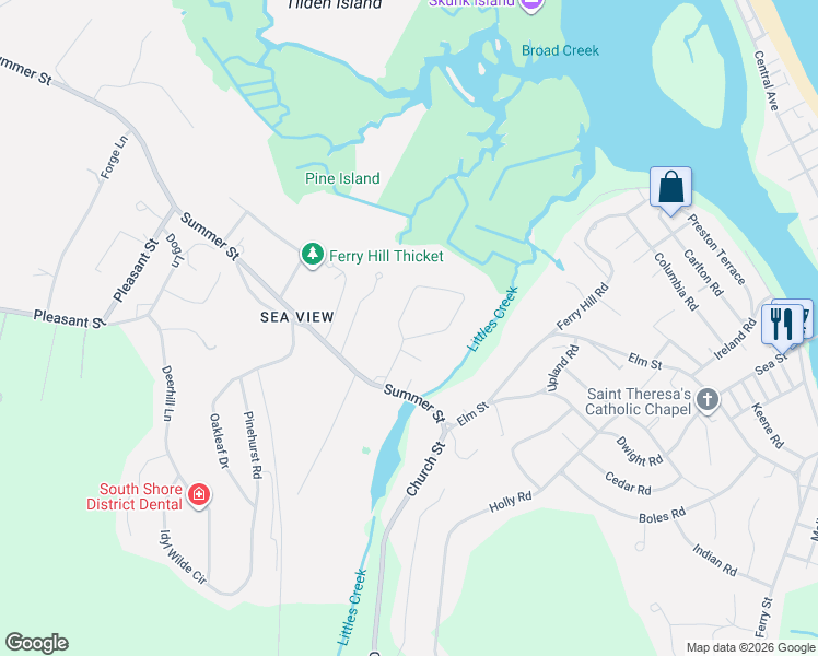 map of restaurants, bars, coffee shops, grocery stores, and more near 190 Cedar Acres Road in Marshfield