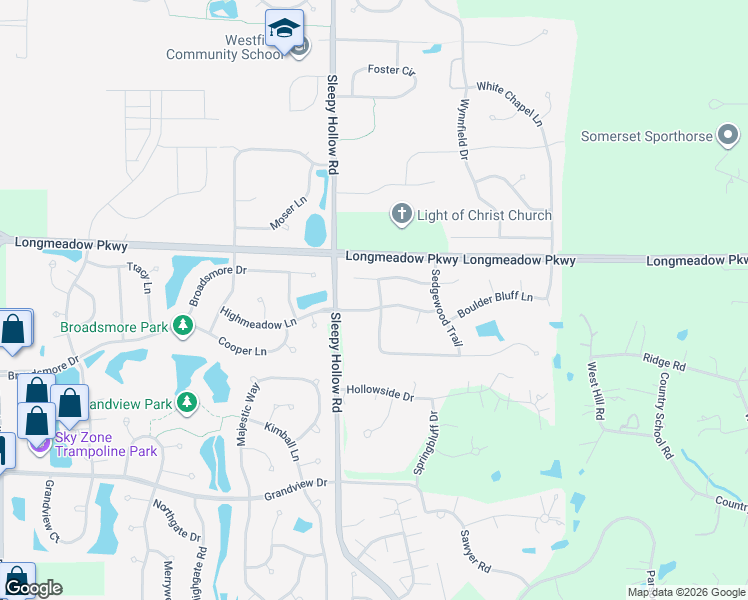 map of restaurants, bars, coffee shops, grocery stores, and more near 1680 Highmeadow Lane in Algonquin