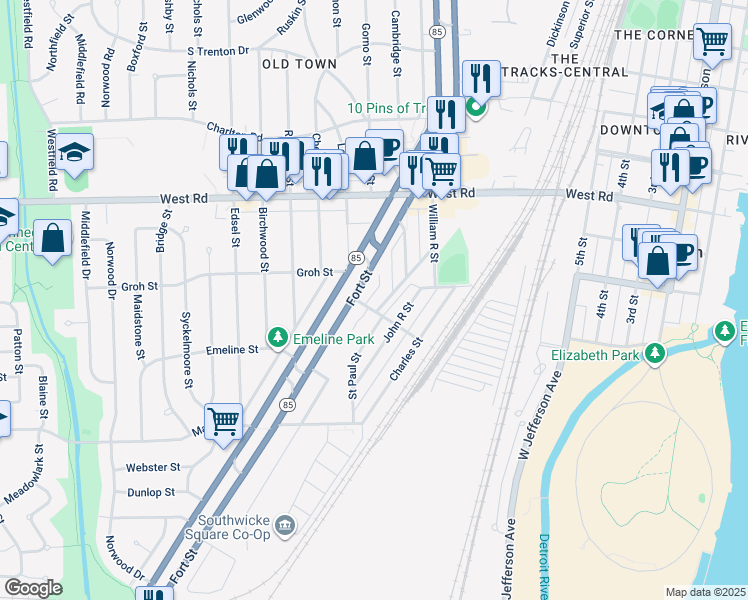 map of restaurants, bars, coffee shops, grocery stores, and more near 3180 Daniel Dr in Trenton