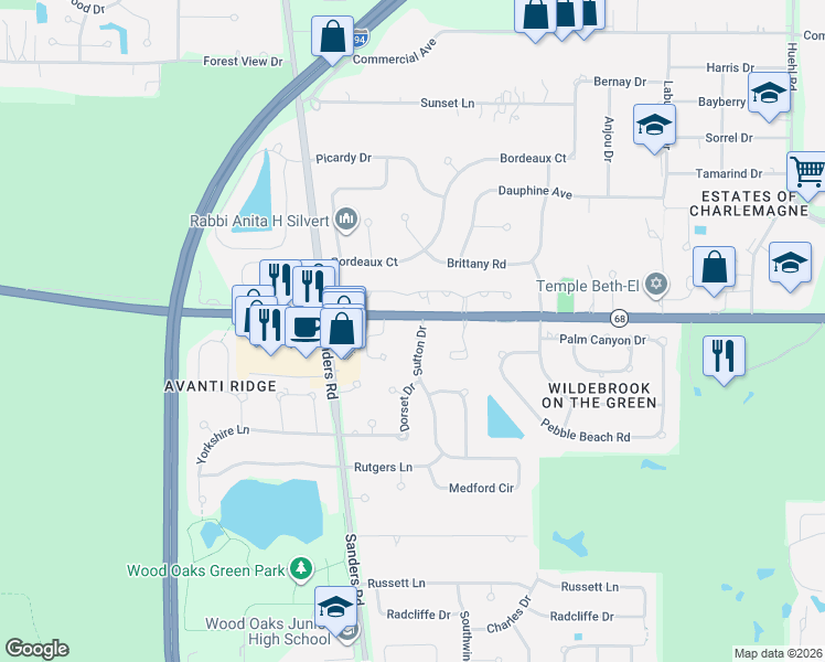 map of restaurants, bars, coffee shops, grocery stores, and more near 810 Sutton Drive in Northbrook