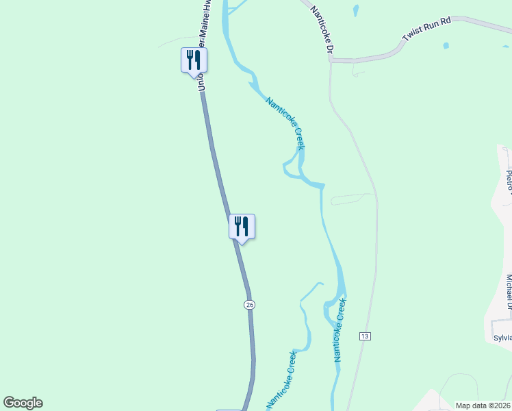 map of restaurants, bars, coffee shops, grocery stores, and more near 1690 Union Center Maine Hwy in Endicott