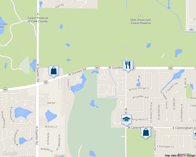 map of restaurants, bars, coffee shops, grocery stores, and more near 1540 North Saint Marks Place in Palatine