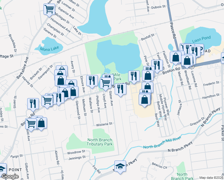 map of restaurants, bars, coffee shops, grocery stores, and more near 977 Boston Road in Springfield