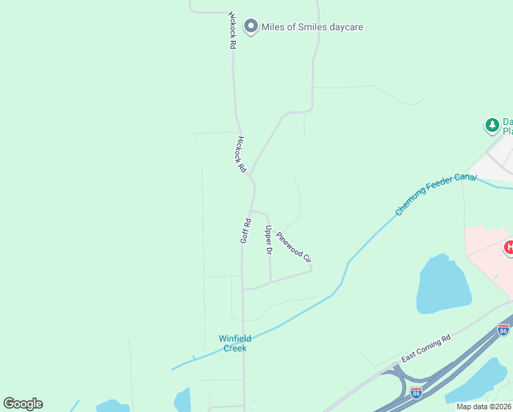 map of restaurants, bars, coffee shops, grocery stores, and more near 2824-2856 Goff Road in Corning