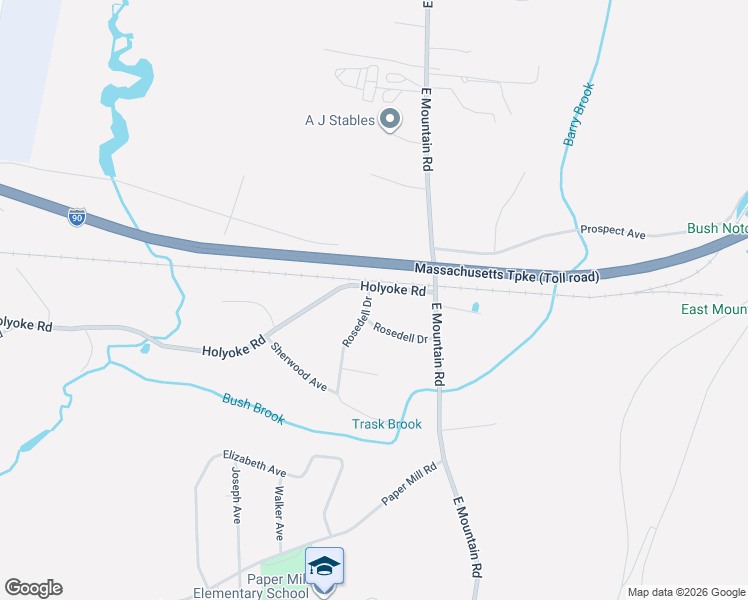 map of restaurants, bars, coffee shops, grocery stores, and more near 85 Rosedell Drive in Westfield