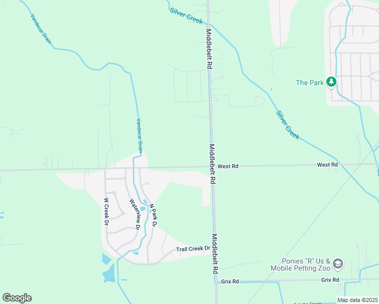 map of restaurants, bars, coffee shops, grocery stores, and more near 29580 West Road in Huron Charter Township