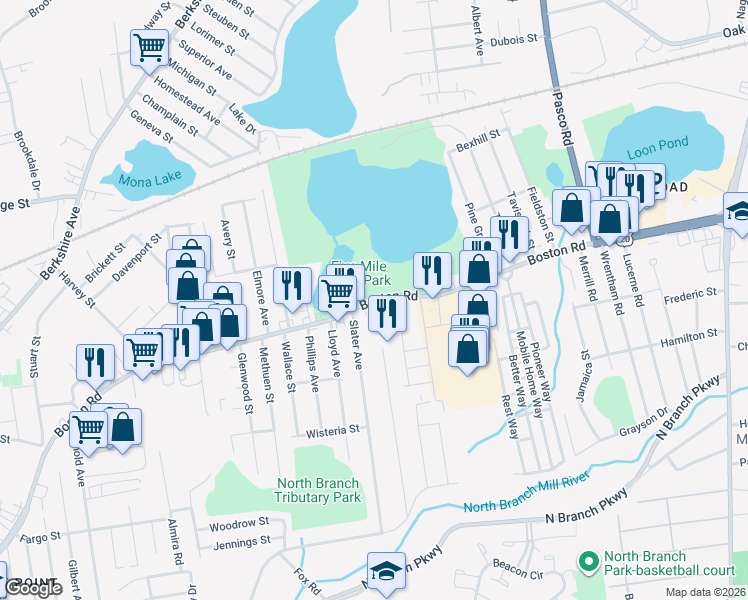 map of restaurants, bars, coffee shops, grocery stores, and more near 964 Boston Road in Springfield