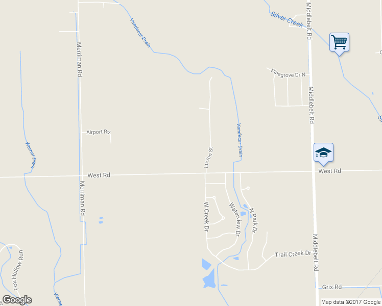 map of restaurants, bars, coffee shops, grocery stores, and more near 30362 West Road in Huron Charter Township