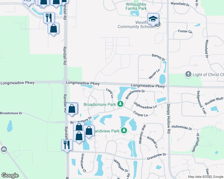 map of restaurants, bars, coffee shops, grocery stores, and more near 2 Joyce Court in Algonquin