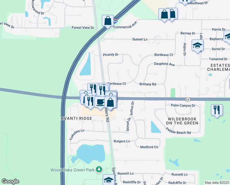 map of restaurants, bars, coffee shops, grocery stores, and more near 4050 Dundee Road in Northbrook