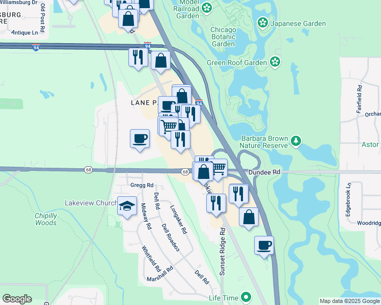 map of restaurants, bars, coffee shops, grocery stores, and more near 707 Skokie Boulevard in Northbrook
