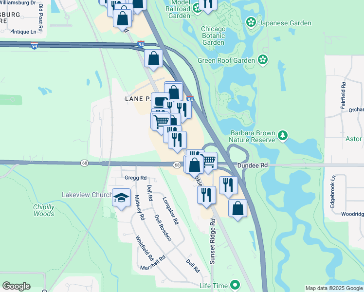 map of restaurants, bars, coffee shops, grocery stores, and more near 707 Skokie Boulevard in Northbrook