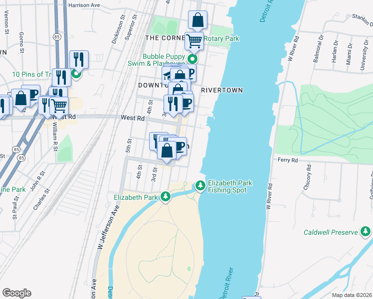 map of restaurants, bars, coffee shops, grocery stores, and more near in Trenton