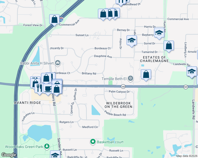 map of restaurants, bars, coffee shops, grocery stores, and more near 724 Charlemagne Drive in Northbrook