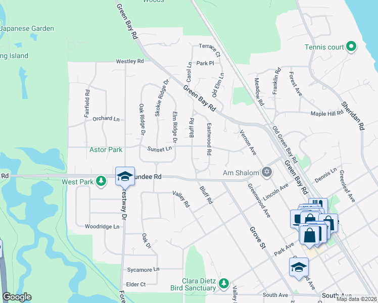 map of restaurants, bars, coffee shops, grocery stores, and more near 994 Bluff Street in Glencoe