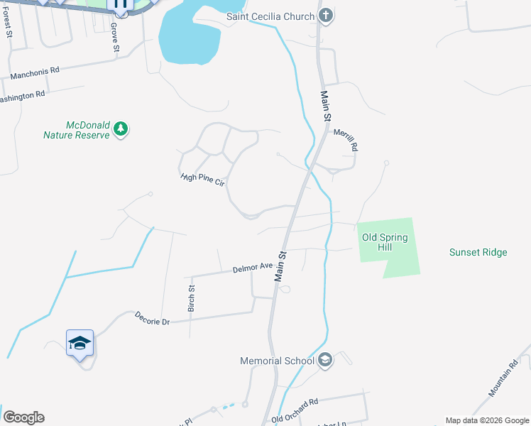 map of restaurants, bars, coffee shops, grocery stores, and more near 77 High Pine Circle in Wilbraham