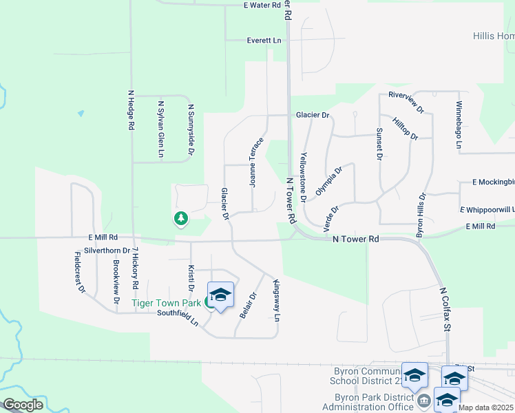 map of restaurants, bars, coffee shops, grocery stores, and more near 1357 Marijon Drive in Byron