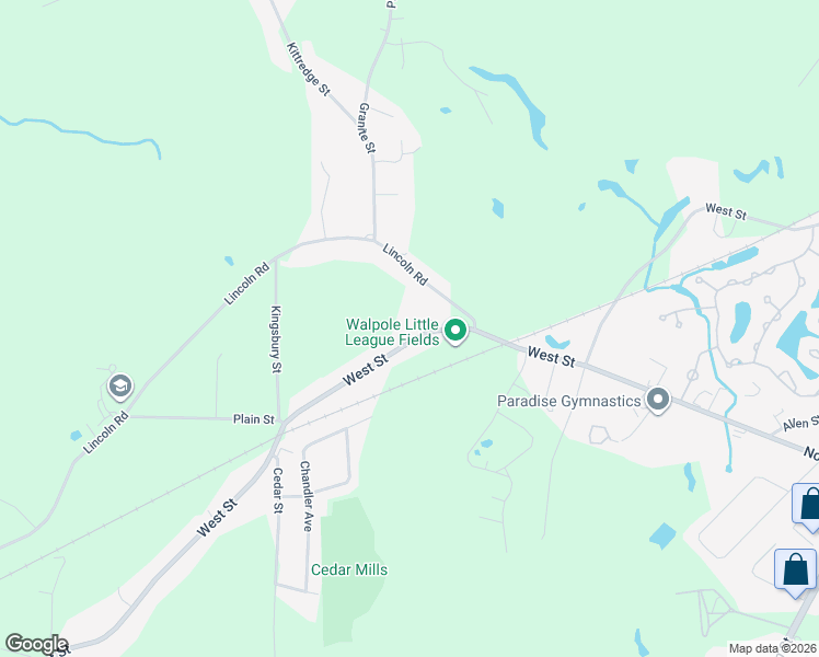 map of restaurants, bars, coffee shops, grocery stores, and more near 639 West Street in Walpole