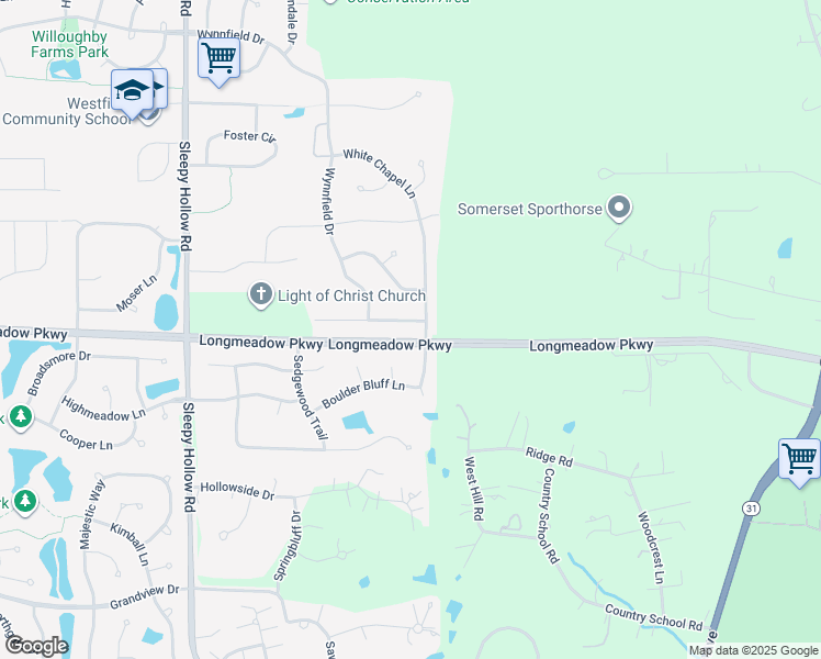 map of restaurants, bars, coffee shops, grocery stores, and more near 1411 Richmond Lane in Algonquin