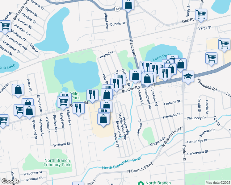 map of restaurants, bars, coffee shops, grocery stores, and more near 1168 Boston Road in Springfield