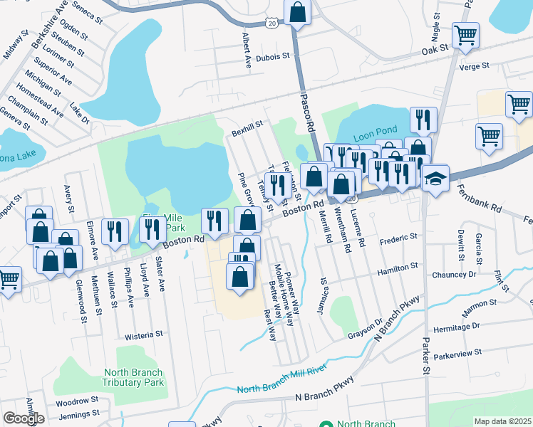 map of restaurants, bars, coffee shops, grocery stores, and more near 1168 Boston Road in Springfield