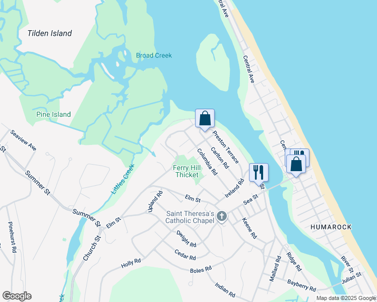 map of restaurants, bars, coffee shops, grocery stores, and more near 33 Ferry Hill Road in Marshfield
