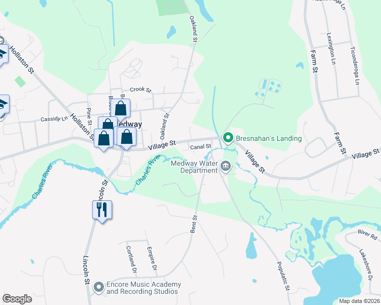 map of restaurants, bars, coffee shops, grocery stores, and more near 8 Canal Street in Medway