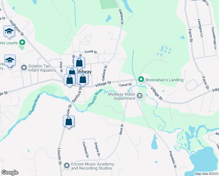 map of restaurants, bars, coffee shops, grocery stores, and more near 4 Canal Street in Medway