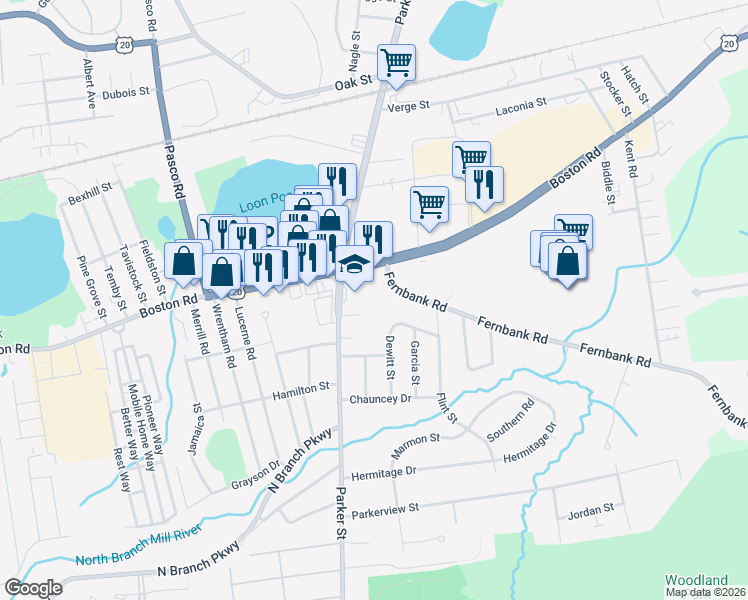 map of restaurants, bars, coffee shops, grocery stores, and more near 1445 Boston Rd in Springfield