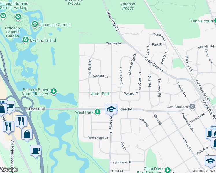 map of restaurants, bars, coffee shops, grocery stores, and more near 1122 Hohlfelder Road in Glencoe