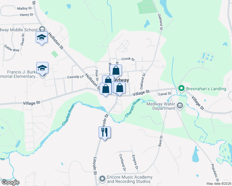 map of restaurants, bars, coffee shops, grocery stores, and more near 11 Barber Street in Medway