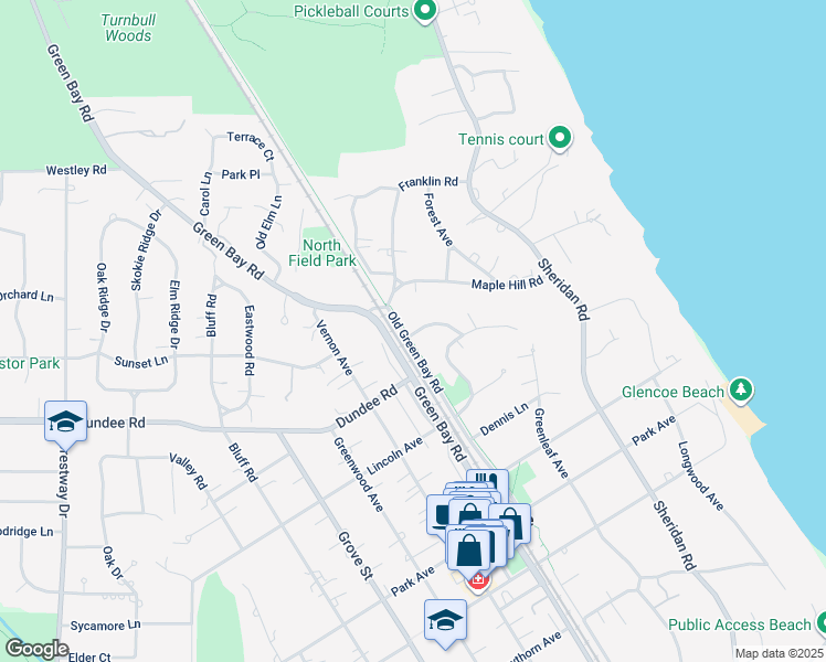 map of restaurants, bars, coffee shops, grocery stores, and more near in Glencoe