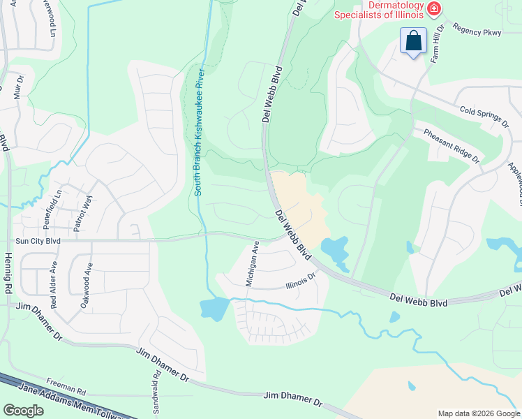 map of restaurants, bars, coffee shops, grocery stores, and more near 13091 Eakin Creek Court in Huntley