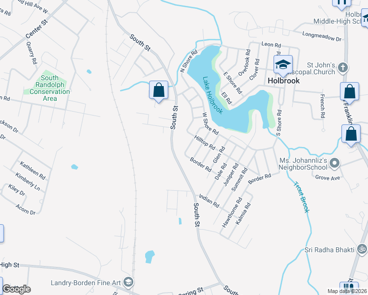 map of restaurants, bars, coffee shops, grocery stores, and more near 531 South Street in Holbrook