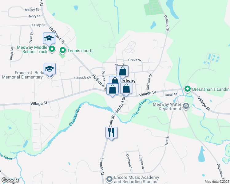 map of restaurants, bars, coffee shops, grocery stores, and more near 7 Church Street in Medway