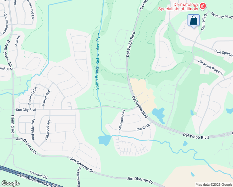 map of restaurants, bars, coffee shops, grocery stores, and more near 13091 Eakin Creek Court in Huntley