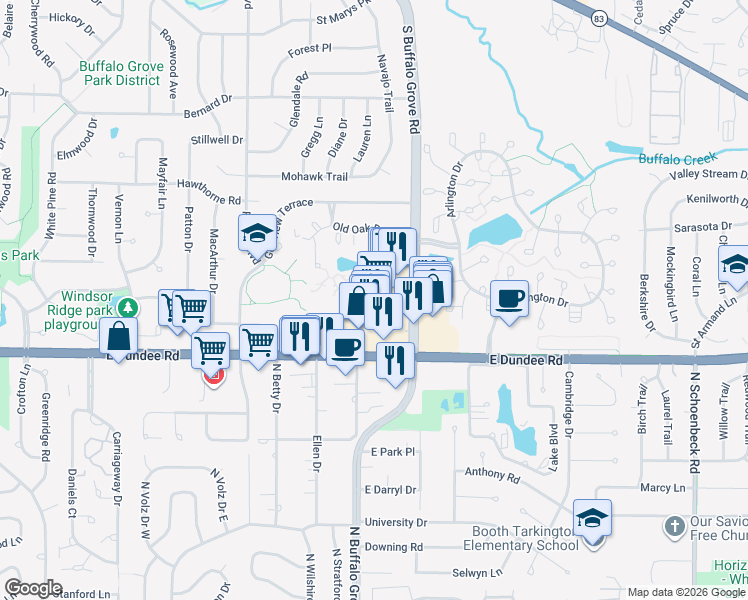 map of restaurants, bars, coffee shops, grocery stores, and more near 788 South Buffalo Grove Road in Buffalo Grove