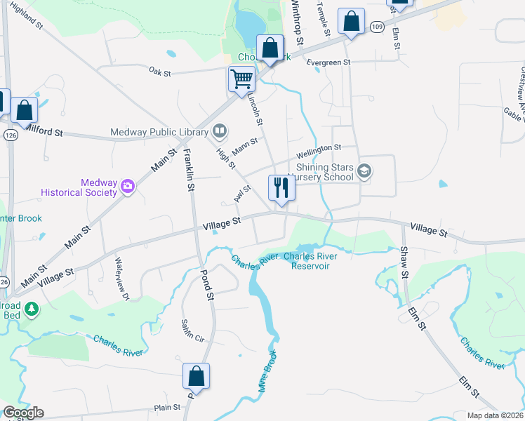 map of restaurants, bars, coffee shops, grocery stores, and more near 2 High Street in Medway