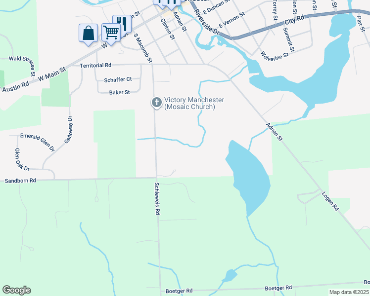 map of restaurants, bars, coffee shops, grocery stores, and more near in Manchester