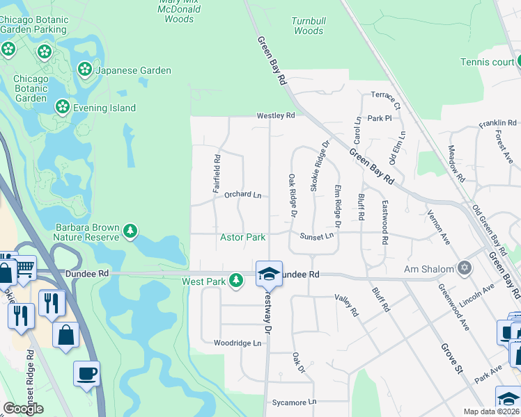 map of restaurants, bars, coffee shops, grocery stores, and more near 1122 Hohlfelder Road in Glencoe