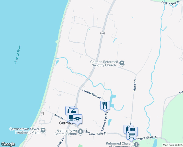 map of restaurants, bars, coffee shops, grocery stores, and more near 4418 Highway 9G in Germantown