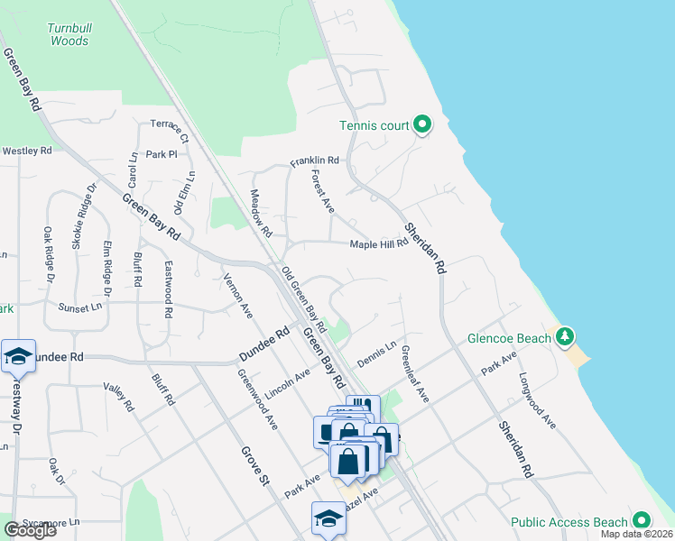 map of restaurants, bars, coffee shops, grocery stores, and more near 249 Walden Drive in Glencoe
