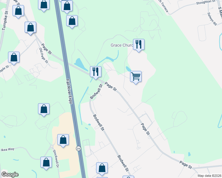 map of restaurants, bars, coffee shops, grocery stores, and more near 508 Page Street in Avon
