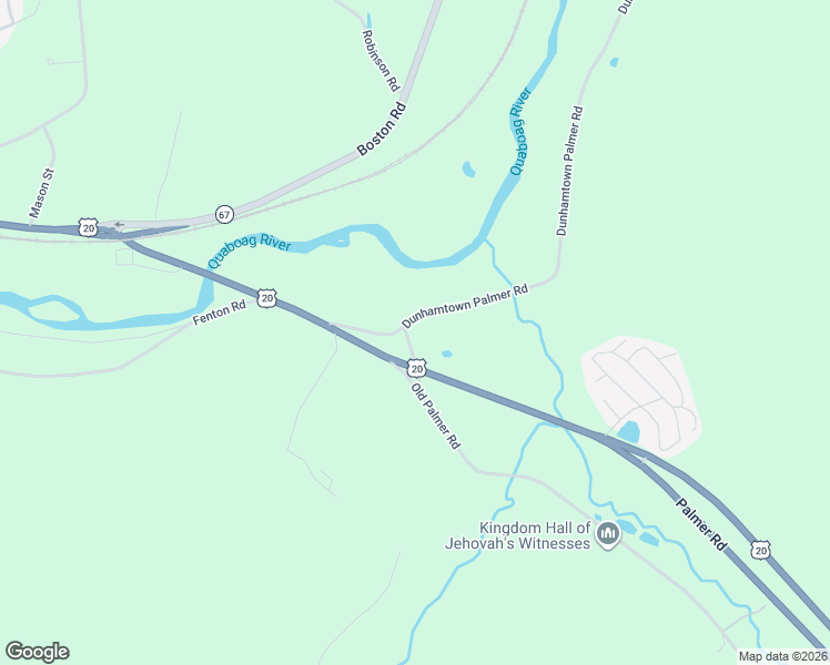 map of restaurants, bars, coffee shops, grocery stores, and more near 1704 Dunhamtown Palmer Road in Monson