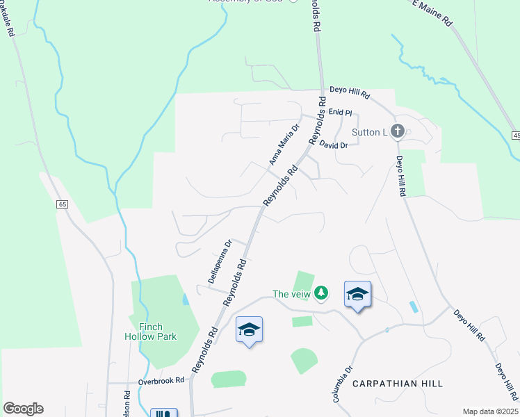 map of restaurants, bars, coffee shops, grocery stores, and more near 1025 Reynolds Road in Johnson City