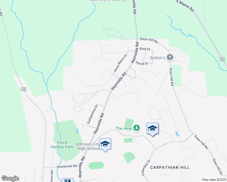 map of restaurants, bars, coffee shops, grocery stores, and more near 1 Graybark Ln in Johnson City
