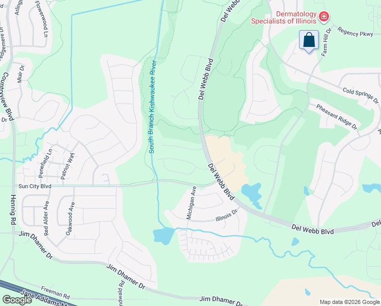 map of restaurants, bars, coffee shops, grocery stores, and more near 13091 Eakin Creek Court in Huntley