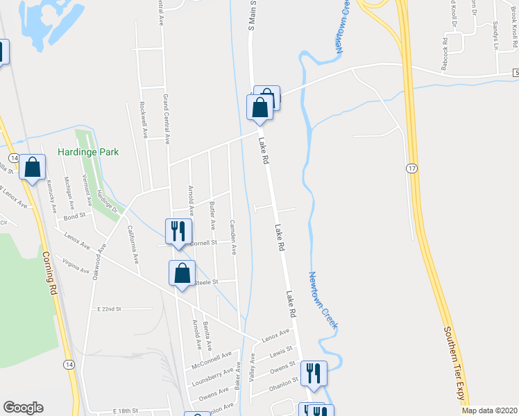 map of restaurants, bars, coffee shops, grocery stores, and more near 3133 Lake Rd in Horseheads