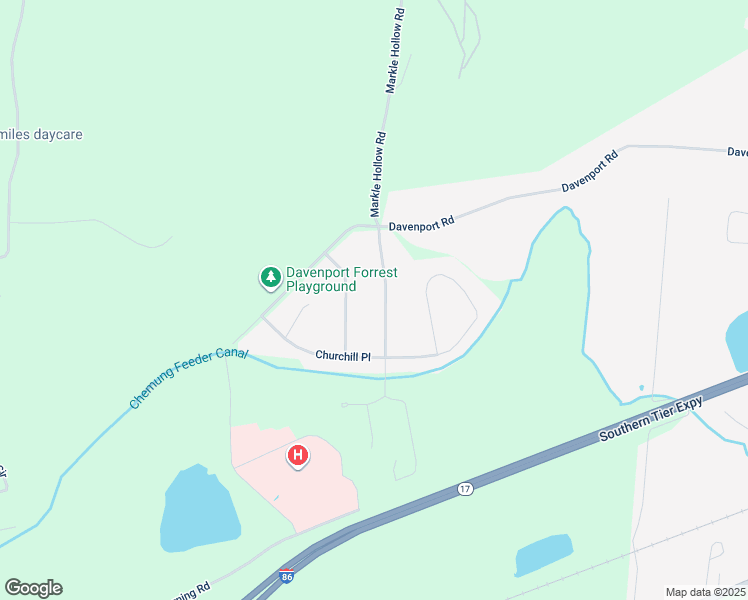 map of restaurants, bars, coffee shops, grocery stores, and more near 2889 County Line Drive in Big Flats