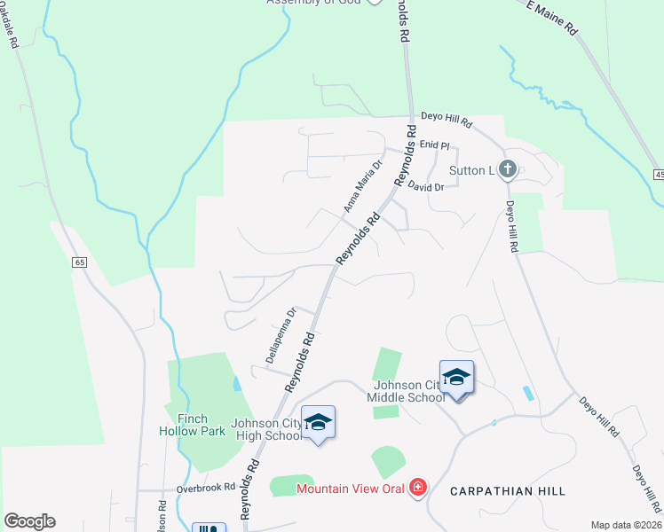 map of restaurants, bars, coffee shops, grocery stores, and more near 1 Graybark Lane in Johnson City